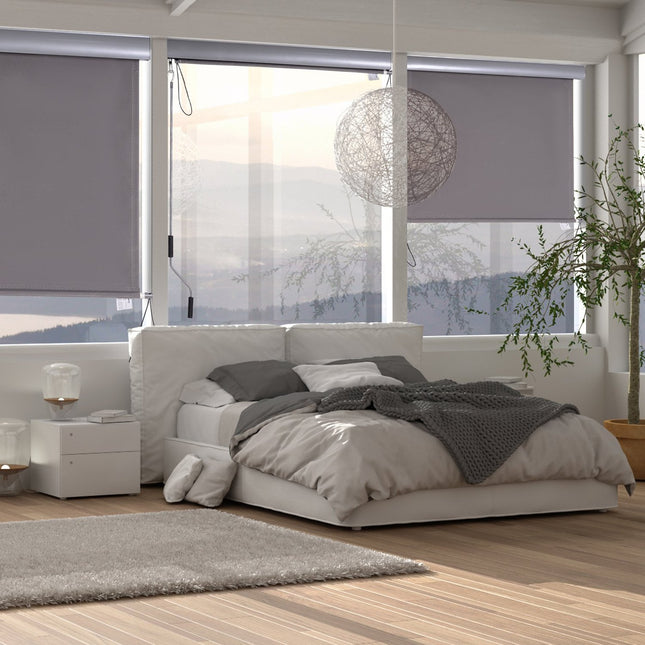 Copertina Verticala Balcon Protectie Vant Si Paravan De Confidentialitate, Manivela, Poliester + Aluminiu, Gri, 100X140Cm
