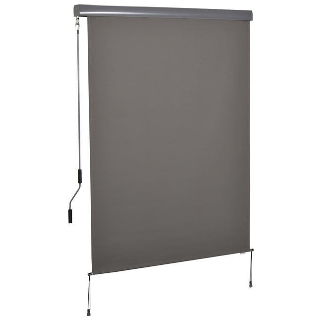 Copertina verticală Balcon Protecție împotriva vântului și ecran de confidențialitate, Manivela, Poliester+Aluminiu, Gri, 140X250Cm