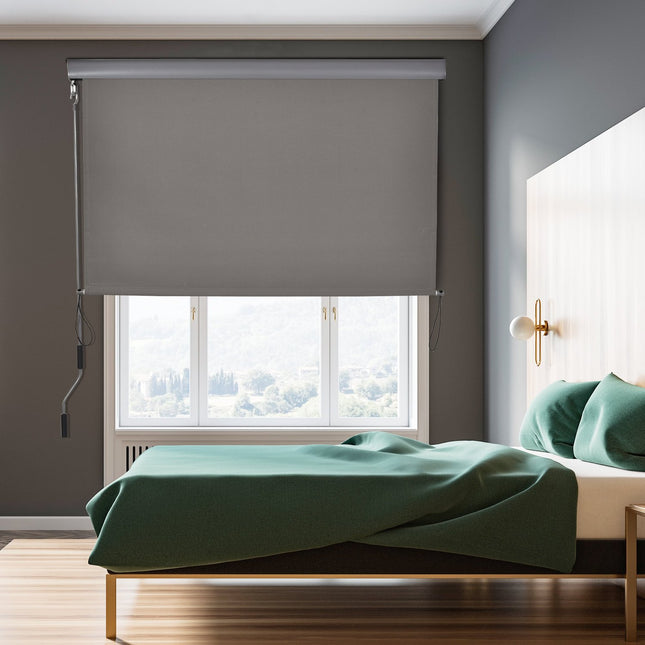 Copertina verticală Balcon Protecție împotriva vântului și ecran de confidențialitate, Manivela, Poliester+Aluminiu, Gri, 140X250Cm