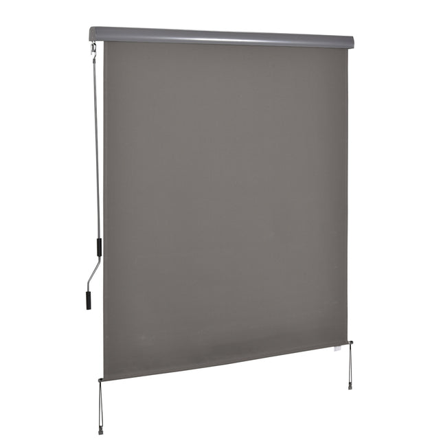 Copertina verticală Balcon Protecție împotriva vântului și ecran de confidențialitate, Manivela, Poliester+Aluminiu, Gri, 160X250Cm