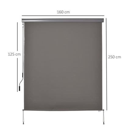 Copertina verticală Balcon Protecție împotriva vântului și ecran de confidențialitate, Manivela, Poliester+Aluminiu, Gri, 160X250Cm