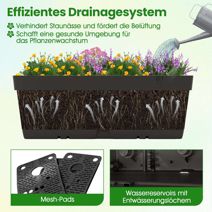 Set jardiniere verticale cu drenaj, 6 cutii negre