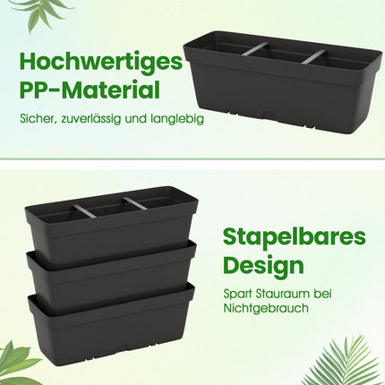 Set jardiniere verticale cu drenaj, 6 cutii negre