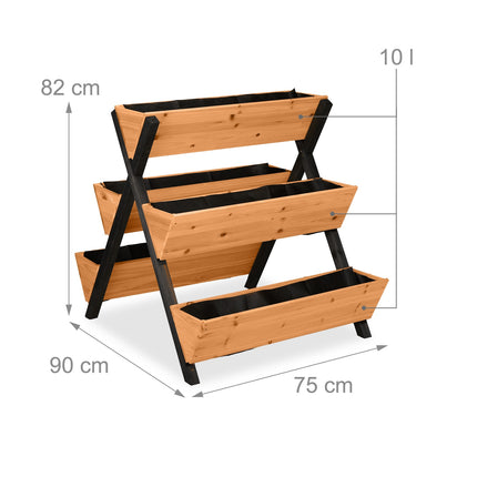 Pat vertical de gradina inaltat cu 5 jardiniere din lemn de brad