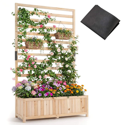 Jardinieră verticală din lemn de molid cu spalier și drenaj
