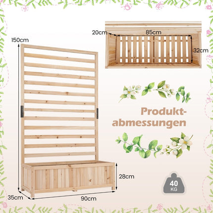 Jardinieră verticală din lemn de molid cu spalier și drenaj