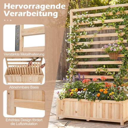 Jardinieră verticală din lemn de molid cu spalier și drenaj