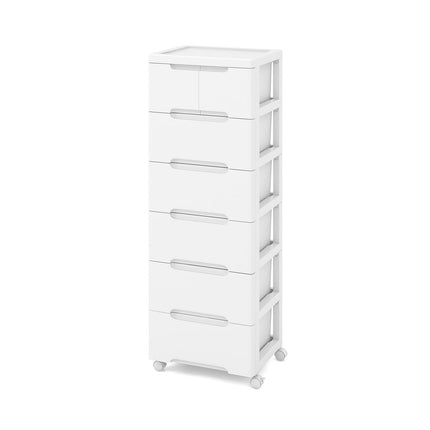Dulap de depozitare vertical cu 7 sertare, alb, mobil