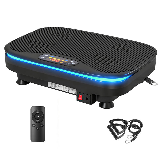 Placă vibratoare pentru fitness, Bluetooth, 99 de viteze, neagră