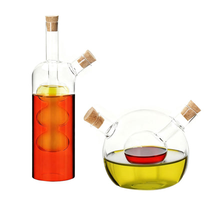 Set dozator oțet și ulei, sticlă borosilicată 2 în 1