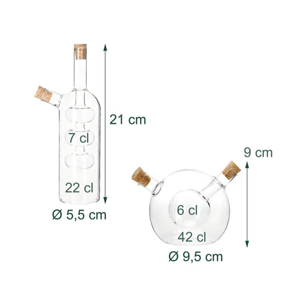 Set dozator oțet și ulei, sticlă borosilicată 2 în 1