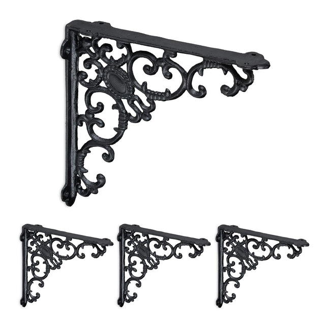 Vintage Cast Iron Shelf Brackets, Set of 4, 90° Angle