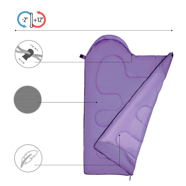 Sac de dormit Violet Junior – Ușor, Compact