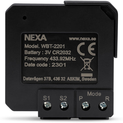 WBT-2201 Built-in transmitter battery On/Off/Dimmer 2 channels