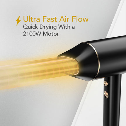 Uscător de păr Wahl Ionic Flow 2100 W cu jet de aer rece, negru, difuzor