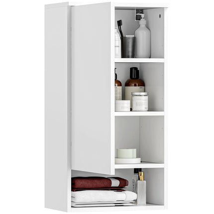 White wall cabinet with adjustable shelves and doors