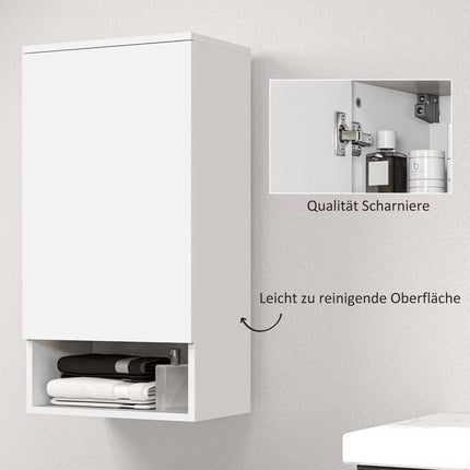 White wall cabinet with adjustable shelves and doors