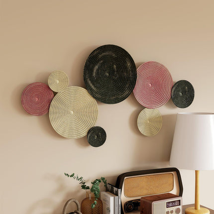 Set de decorațiuni de perete, 8 discuri metalice, multicolore
