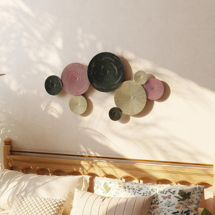Set de decorațiuni de perete, 8 discuri metalice, multicolore