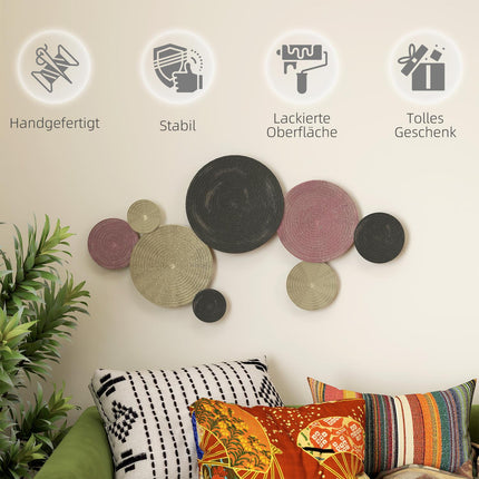 Set de decorațiuni de perete, 8 discuri metalice, multicolore