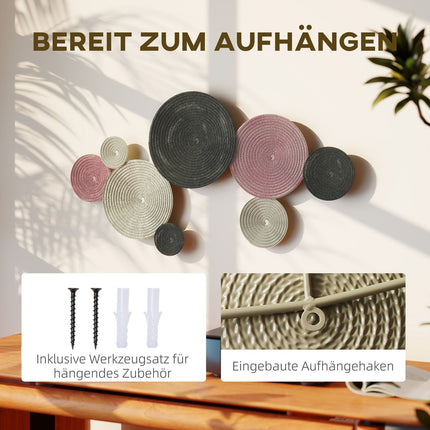 Set de decorațiuni de perete, 8 discuri metalice, multicolore