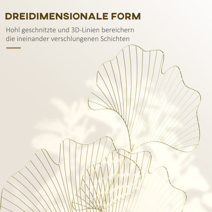Gold 3D metal wall art with ginkgo leaves, 51x94.5 cm