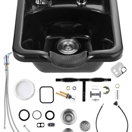 Wall-Mount ABS Shampoo Bowl Sink, Black, 19 in