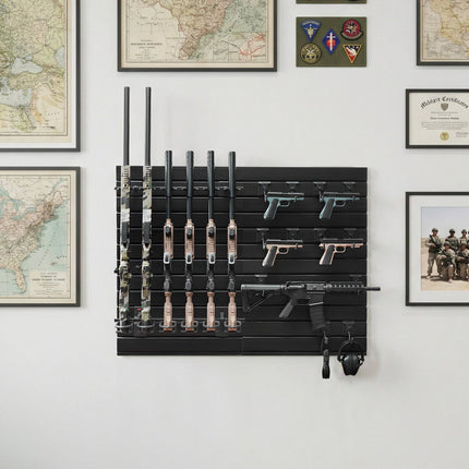 Wall-Mount Gun Rack, Steel, Holds 6 Rifles 6 Pistols