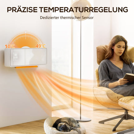 Încălzitor ceramic de 2000 W, montat pe perete, termostat, temporizator