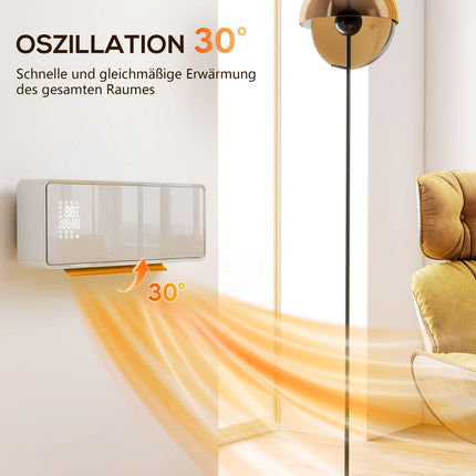 Încălzitor ceramic de 2000 W, montat pe perete, termostat, temporizator