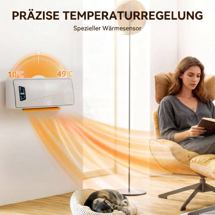 Încălzitor ceramic de perete de 2000 W cu temporizator și afișaj LED
