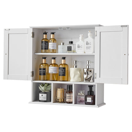 Wall-Mounted Bathroom Cabinet, 2 Doors, Adjustable Shelf, White