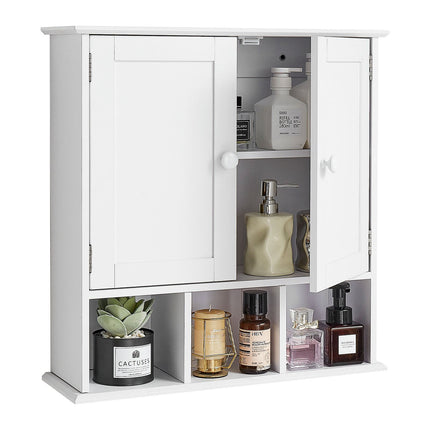 Wall-Mounted Bathroom Cabinet, 2 Doors, Adjustable Shelf, White