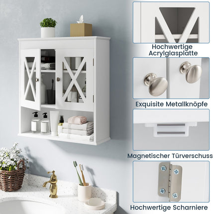 Dulap de baie montat pe perete, raft reglabil, MDF alb