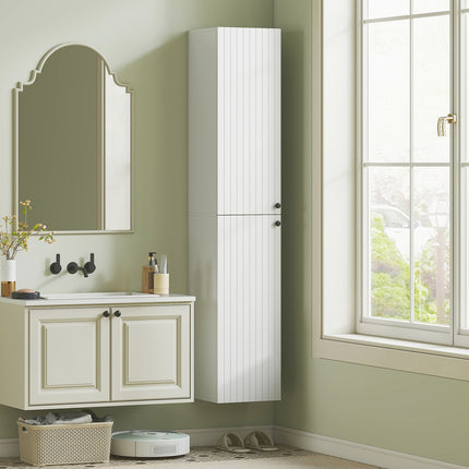 Dulap de baie montat pe perete, MDF alb, 161 cm