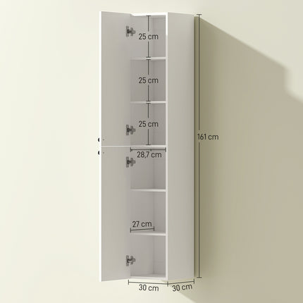 Dulap de baie montat pe perete, MDF alb, 161 cm