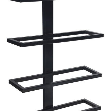 Suport de vinuri din metal negru, montat pe perete, cu o capacitate de 10 sticle