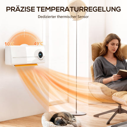Încălzitor ceramic de perete, 2000W, telecomandă, afișaj LED