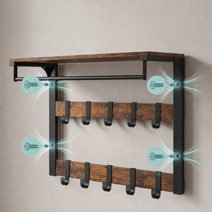Wall-Mounted Coat Rack with Shelf, White, 80 cm