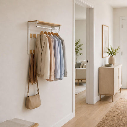 Wall-Mounted Coat Rack with Shelf, White, 80 cm