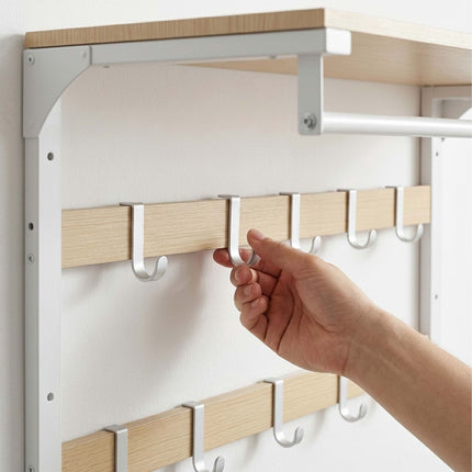 Wall-Mounted Coat Rack with Shelf, White Oak, 65 cm