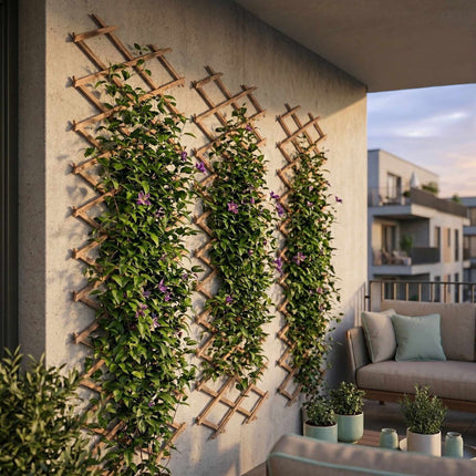 Spalier extensibil pentru plante din molid, montat pe perete, set de 3