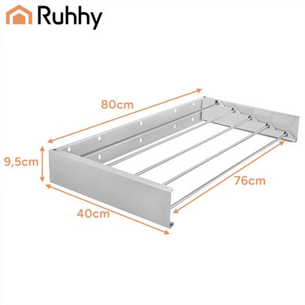 Uscător de rufe pliabil, montat pe perete, aluminiu, 80 cm