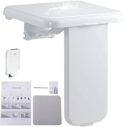 Wall-Mounted Folding ABS Shower Seat, 440 Lb Capacity