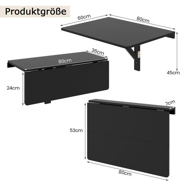 Masa Plianta Montata Perete Masa Bucatarie Economisire Spatiu Masa Plianta Perete 80 x 60 cm Negru