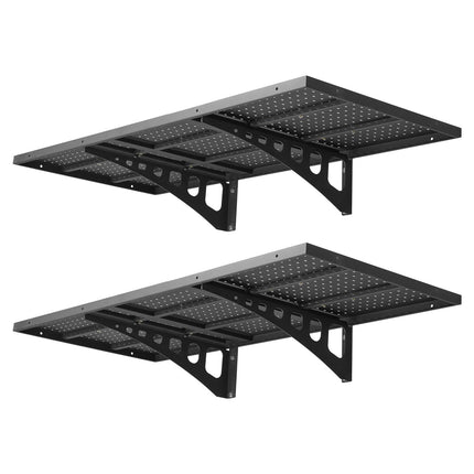 Wall-Mounted Garage Shelving, 2-Tier Steel, 560 lb