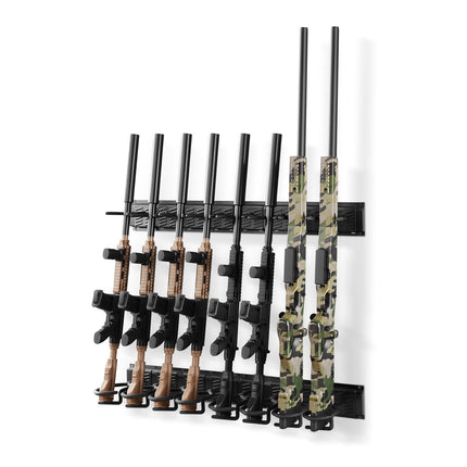 Wall-Mounted Gun Rack, 8-Slot Steel Rifle Shotgun