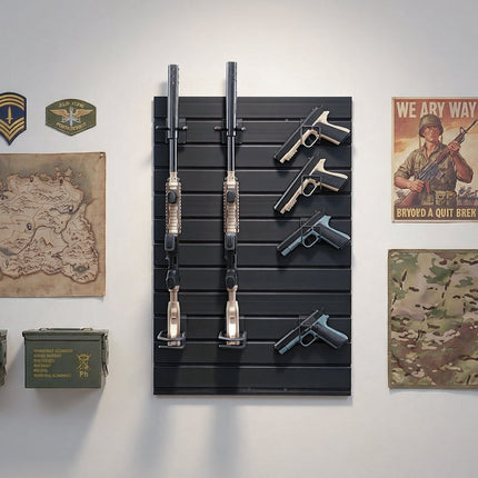 Wall-Mounted Gun Rack, Holds 2 Rifles and 4 Handguns