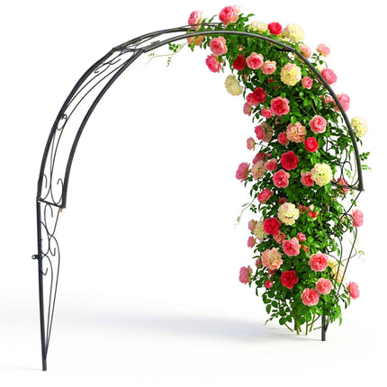 Spalier cu arc de trandafiri semi-montat pe perete, metal negru