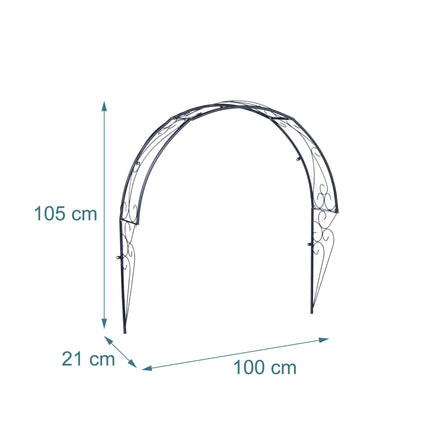 Spalier cu arc de trandafiri semi-montat pe perete, metal negru